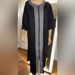 Ekouaer Black and Gray Zip-Up Long Cardigan